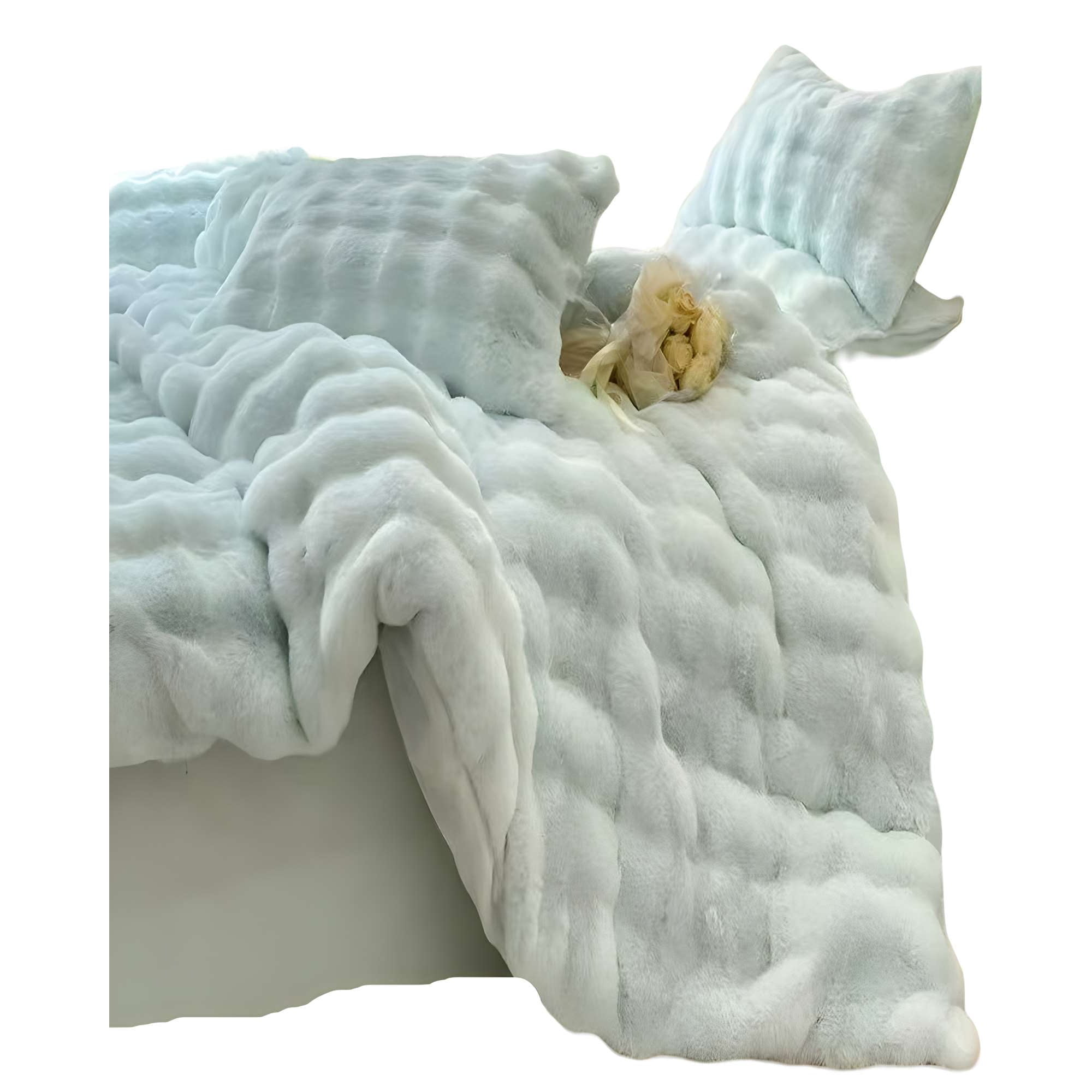 Genérico - Cobertor Imitacion De Piel De Conejo Con Chiporro Celeste 2 Plazas
