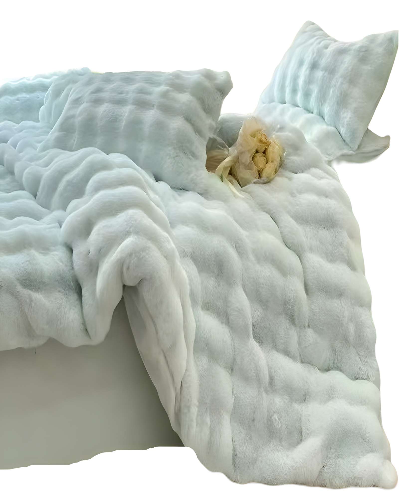 Genérico - Cobertor Imitacion De Piel De Conejo Con Chiporro Celeste 2 Plazas