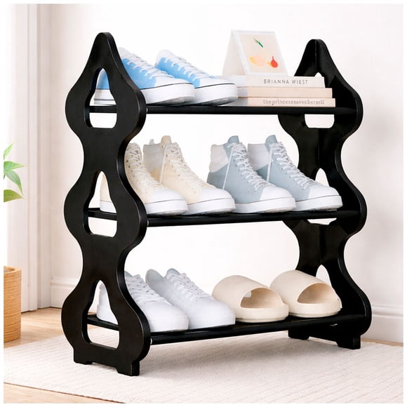 Zapatero Organizador de Zapatos Repisa Armable Color Negro Pequeño 48cm Alto