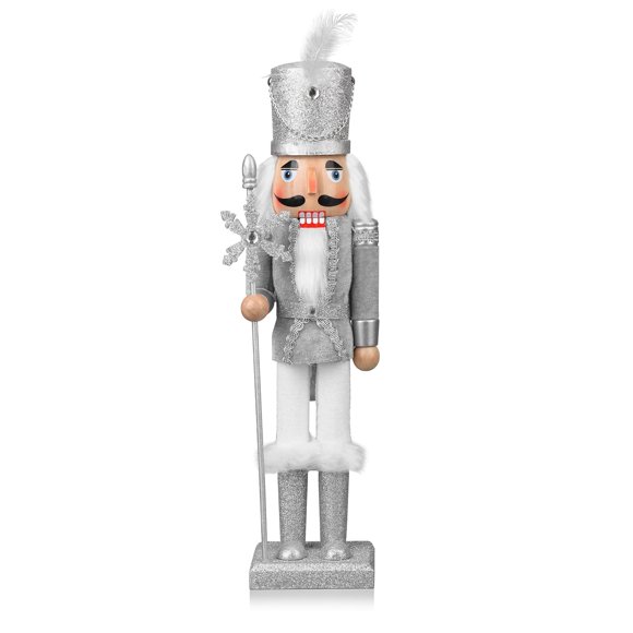 Figura de acción ArlinaL Cascanueces de madera plateado de 38 cm