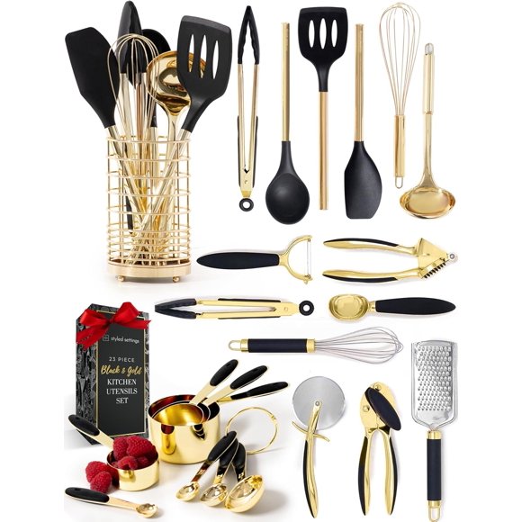 Juego de Utensilios de Cocina STYLED SETTINGS 23 Piezas Negro/Dorado