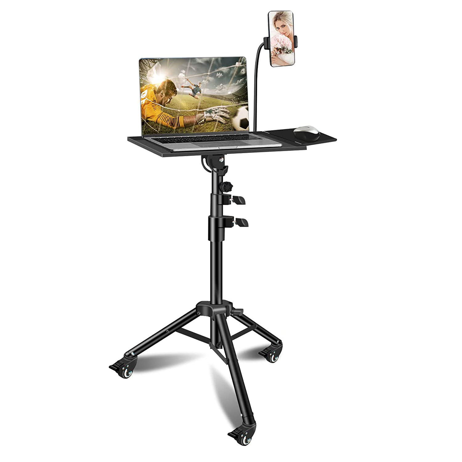 Newo - Atril Notebook Ajustable Y Soporte Celular Con Ruedas Nw-Atn95