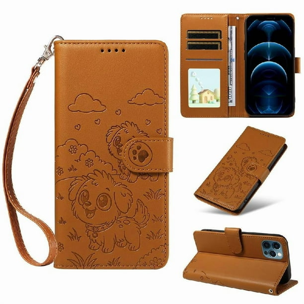 Funda Billetera FOXDOCK Compatible con iPhone 13 Pro, Diseño Perrito Tierno, Ranuras para Tarjetas y Soporte Plegable