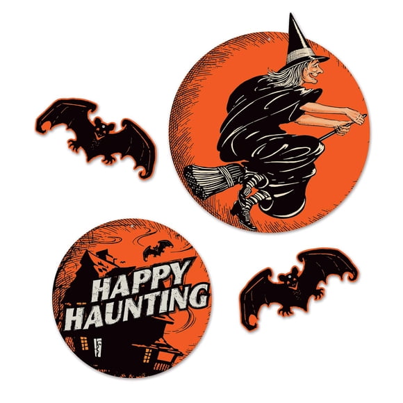 Decoraciones Beistle recortes vintage de Halloween, 4 piezas