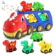 thumbnail image 1 of Camión de transporte de coches de juguete Veslier Dinosaur con 4 coches retráctiles, 1 of 3