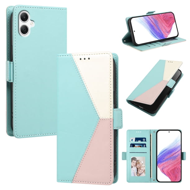 Cartera Plegable para Samsung Galaxy A07, PU Tricolor con Ranuras, Verde