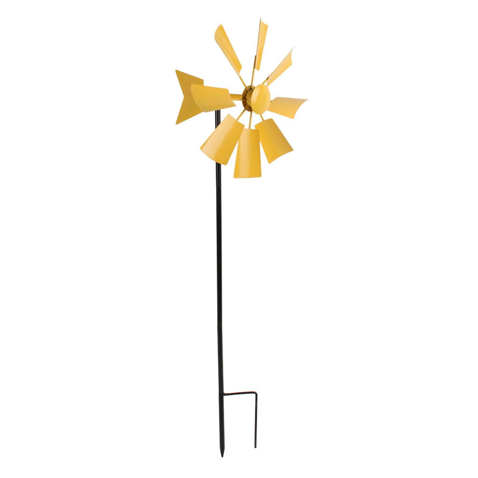 Magideal - Molinillos De Viento Decorativos Para Césped, Juguetes De Viento, De Escultura De Viento Giratorio De 360 Grados Para Adornos De Amarillo