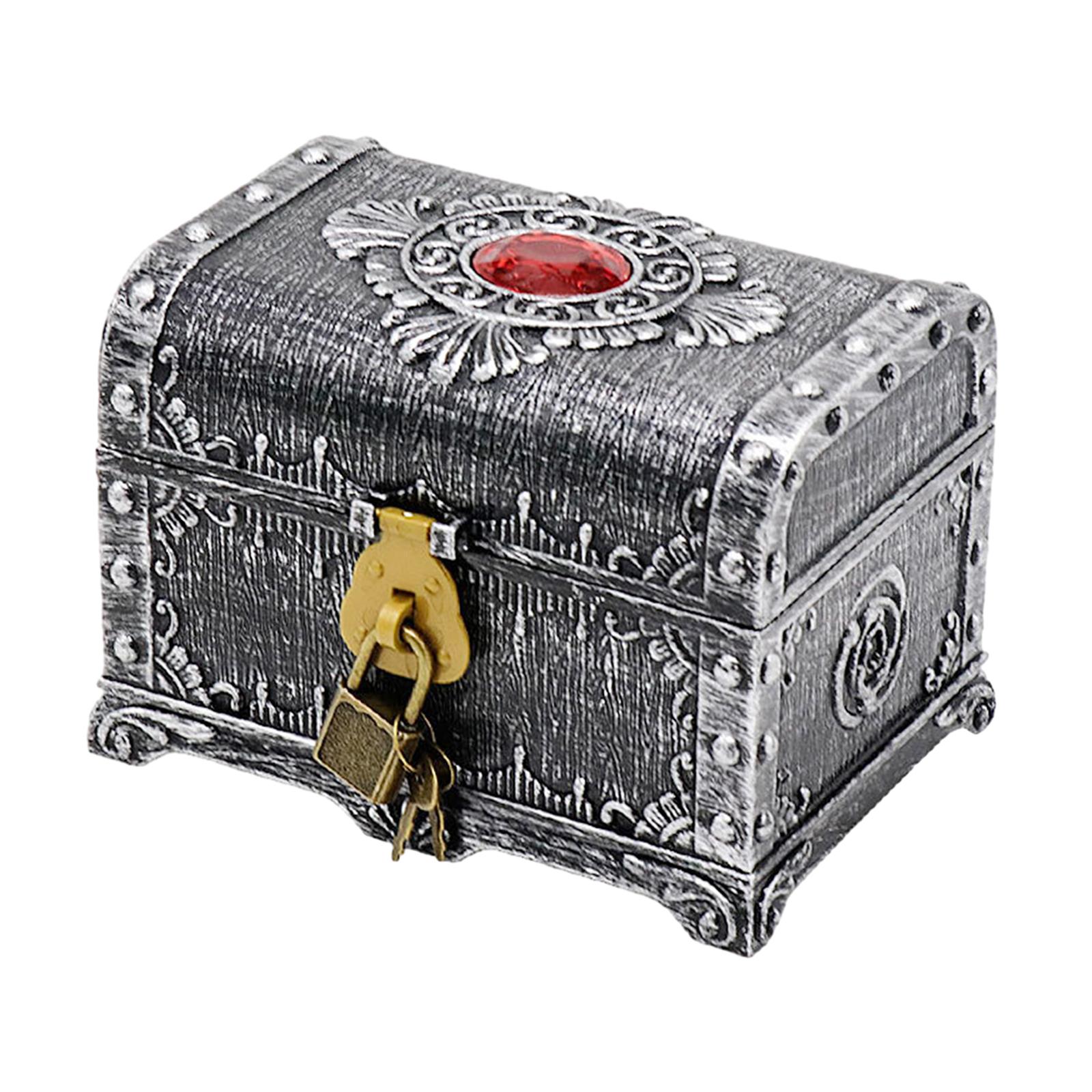 Bothyi - Caja De Almacenamiento De Colección De Cajas Del Tesoro Pirata Para Niños, Caja De Almacenamiento De Cofre Pirata, Plata Antigua