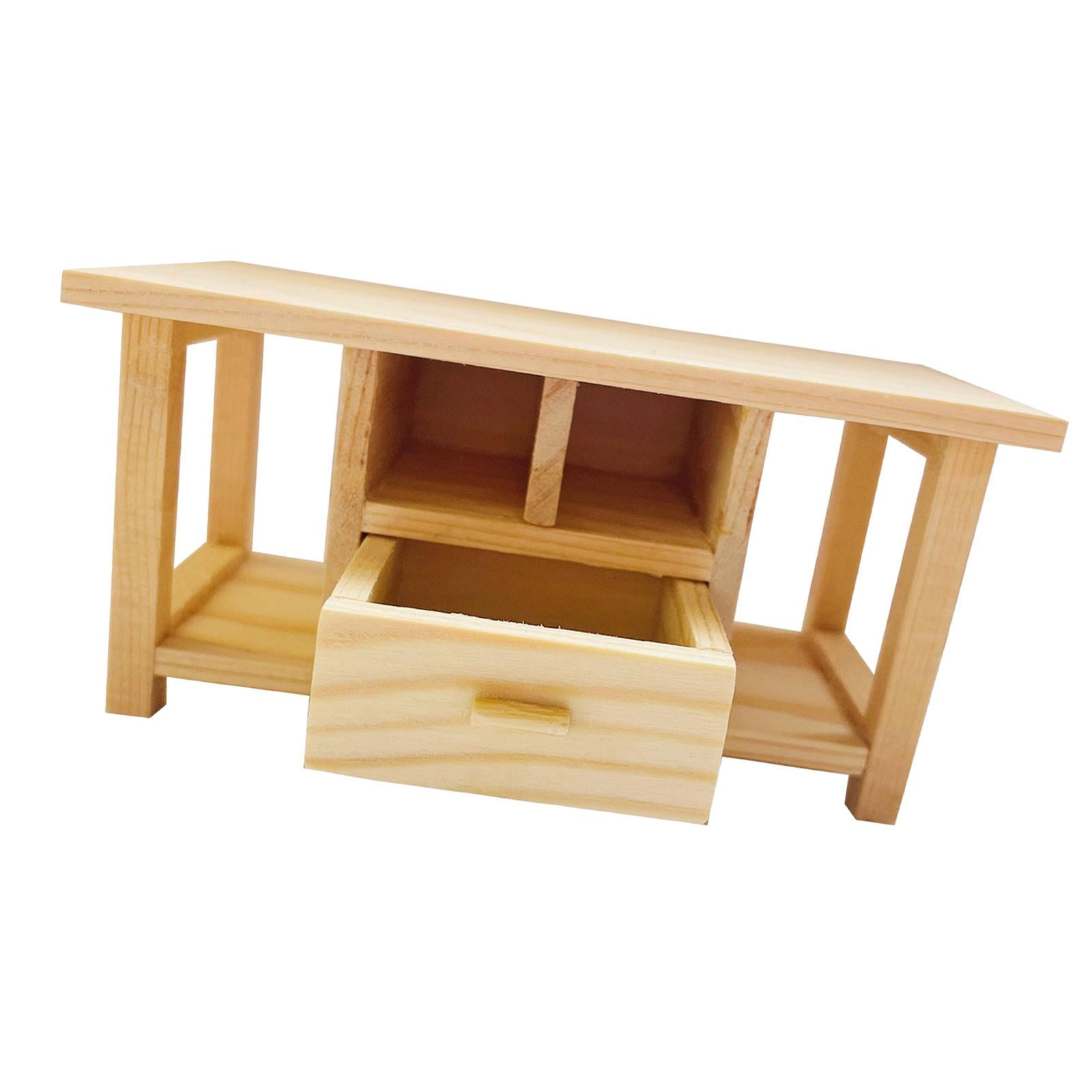 Magideal - Mesa Auxiliar De Madera Simualtion Con Cajón, Modelo De Mesa De Té Hecha A Mano Para Muebles De Casa De Muñecas 1/12, Modelo De Decoración De Jardín