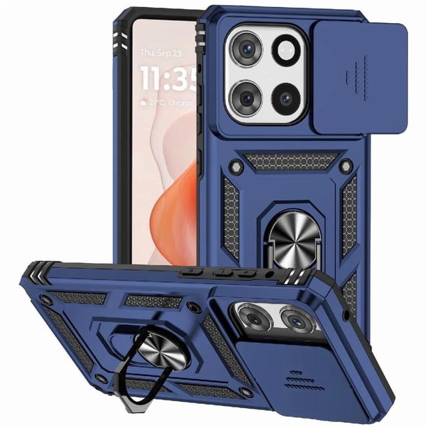 Funda Resistente Anillo Soporte Motorola Moto G Stylus 2025 Privacidad Cámara Montaje Magnético Azul