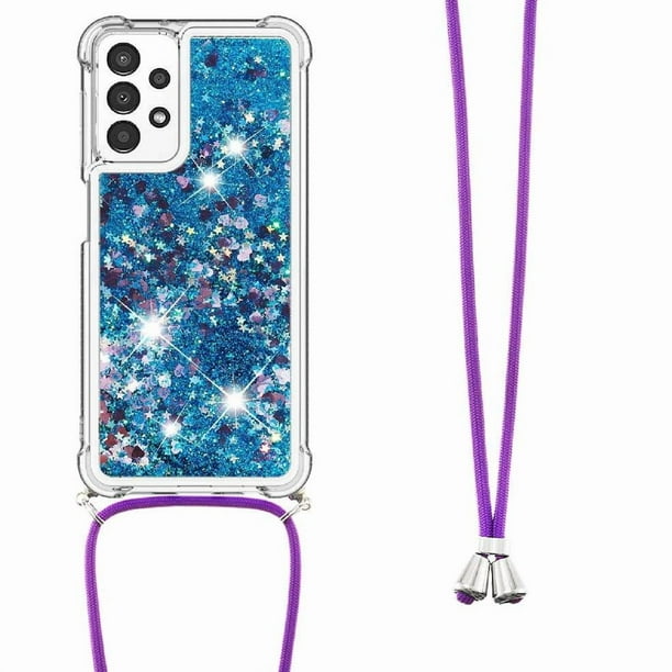 Funda FOXDOCK para Samsung Galaxy A13 4G con Cuerda Ajustable, Brillo Líquido, Protección Antigolpes y Lente – Ideal para Regalo