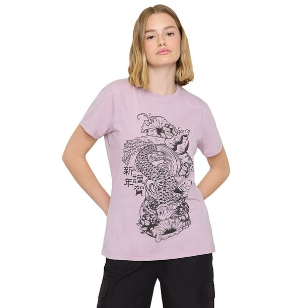Polera Mujer Fun Oversize Rosado Acid Wash Corona