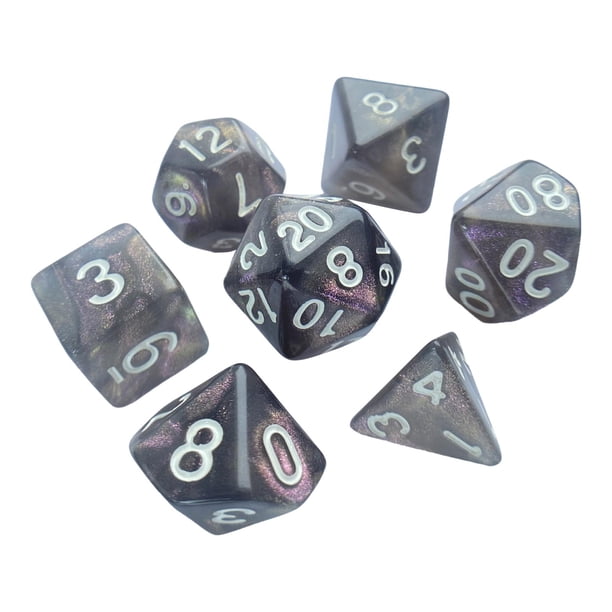 7 Piezas de Dados de Múltiples Caras, Dados de Juego, Favores de Fiesta D4-d20 Dados de Juego Dados Acrílicos, Dados Poliédricos, para Juegos de Mesa, negro y violeta