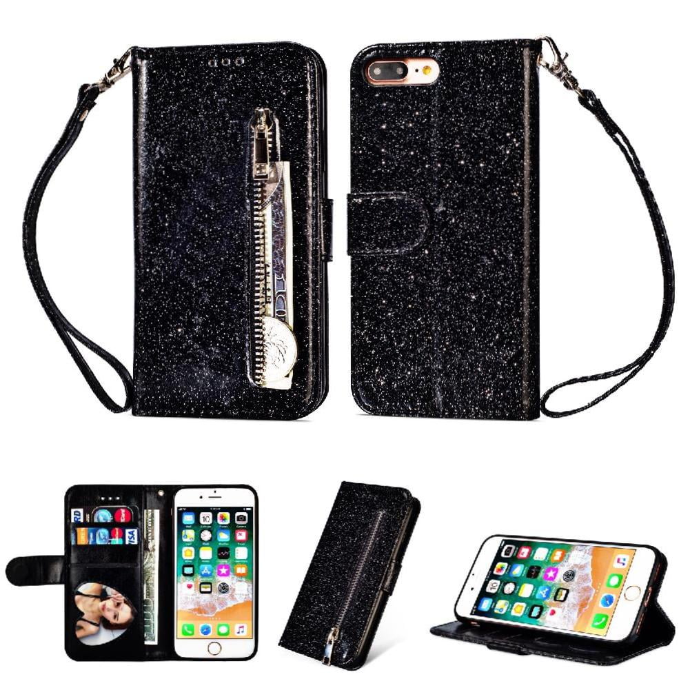 Funda Para Foxdock Elegante Funda Iphone 7 Plus/iphone 8 Plus Glitter Con Cremallera-ideal Para El Uso Diario