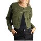 thumbnail image 1 of Jess por Meiko Chaqueta de Jean para Mujer Sin Cuello Manga Larga Mini Chaqueta de Mezclilla Recortada L Verde, 1 of 5