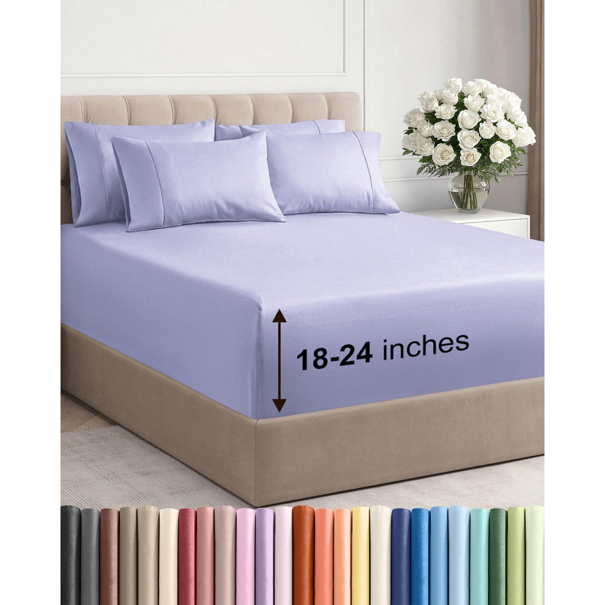 Juego De Sábanas Cgk Unlimited Extra Deep Queen Lavender De Microfibra