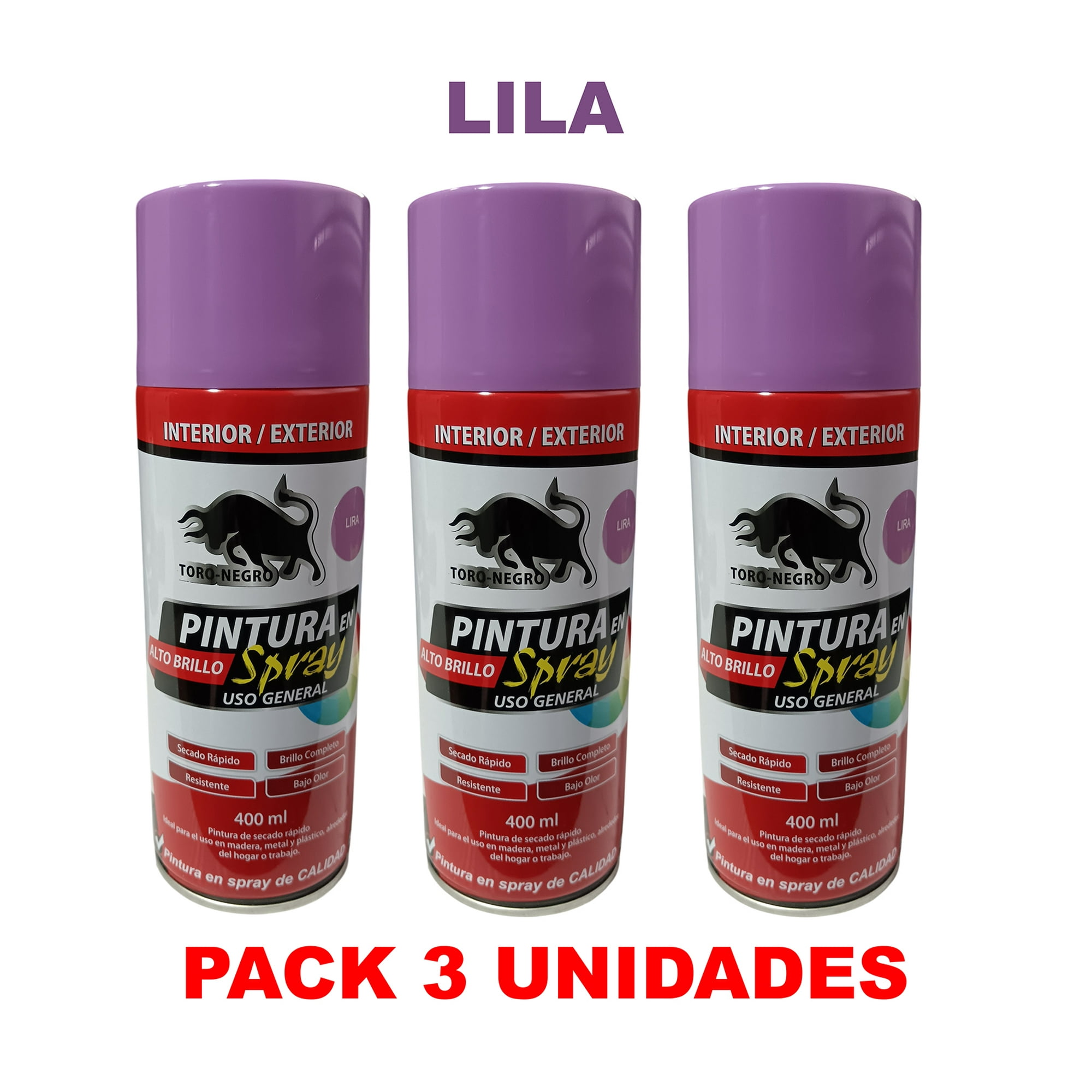 Toro Negro - Pintura En Spray Pack 3 Unidades Color Lila