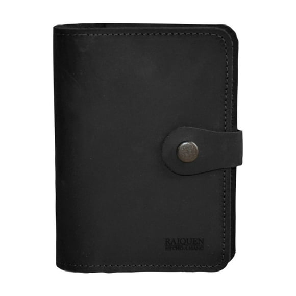 Porta Pasaporte/documento Negro Aconcagua Hecho A Mano