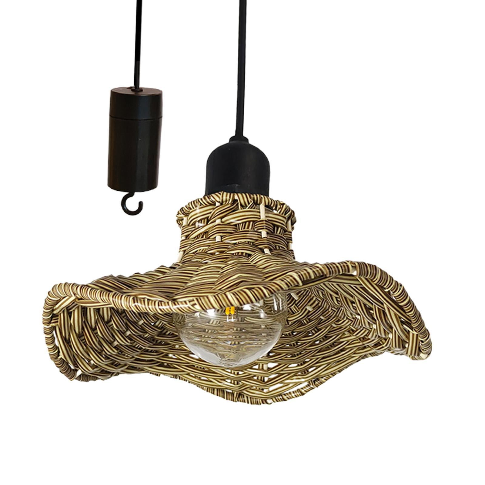 Magideal - Lámpara Colgante Colgante De Imitación De Ratán Tejido, Longitud Del Cable De Luz 1m, Lámpara Colgante De Techo Rústica Impermeable Para Decoración De