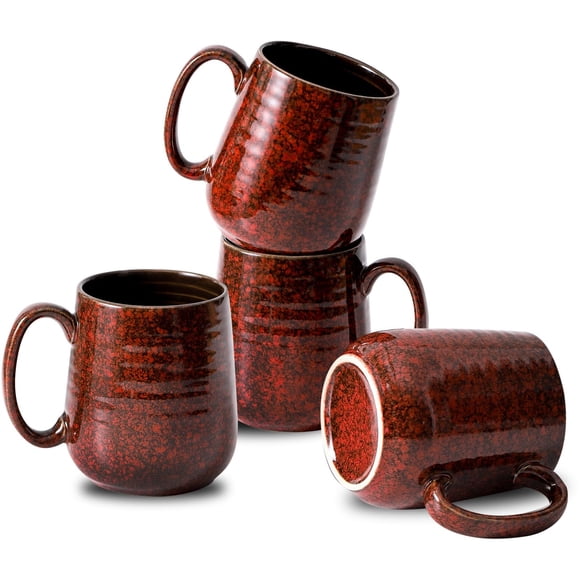 Juego de 4 tazas de café cerámicas rojas de 355 ml HASENSE