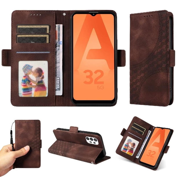 Carcasa FOXDOCK Samsung Galaxy A32 5G de cuero PU, diseño acolchado clásico, protección contra caídas y rayones