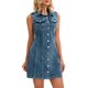 thumbnail image 4 of INSPIRE CHIC Vestido de Mezclilla sin Mangas para Mujer Regreso a Clases Abotonado Línea A Mini Vestido con Bolsillos Gris Azul XL, 4 of 6