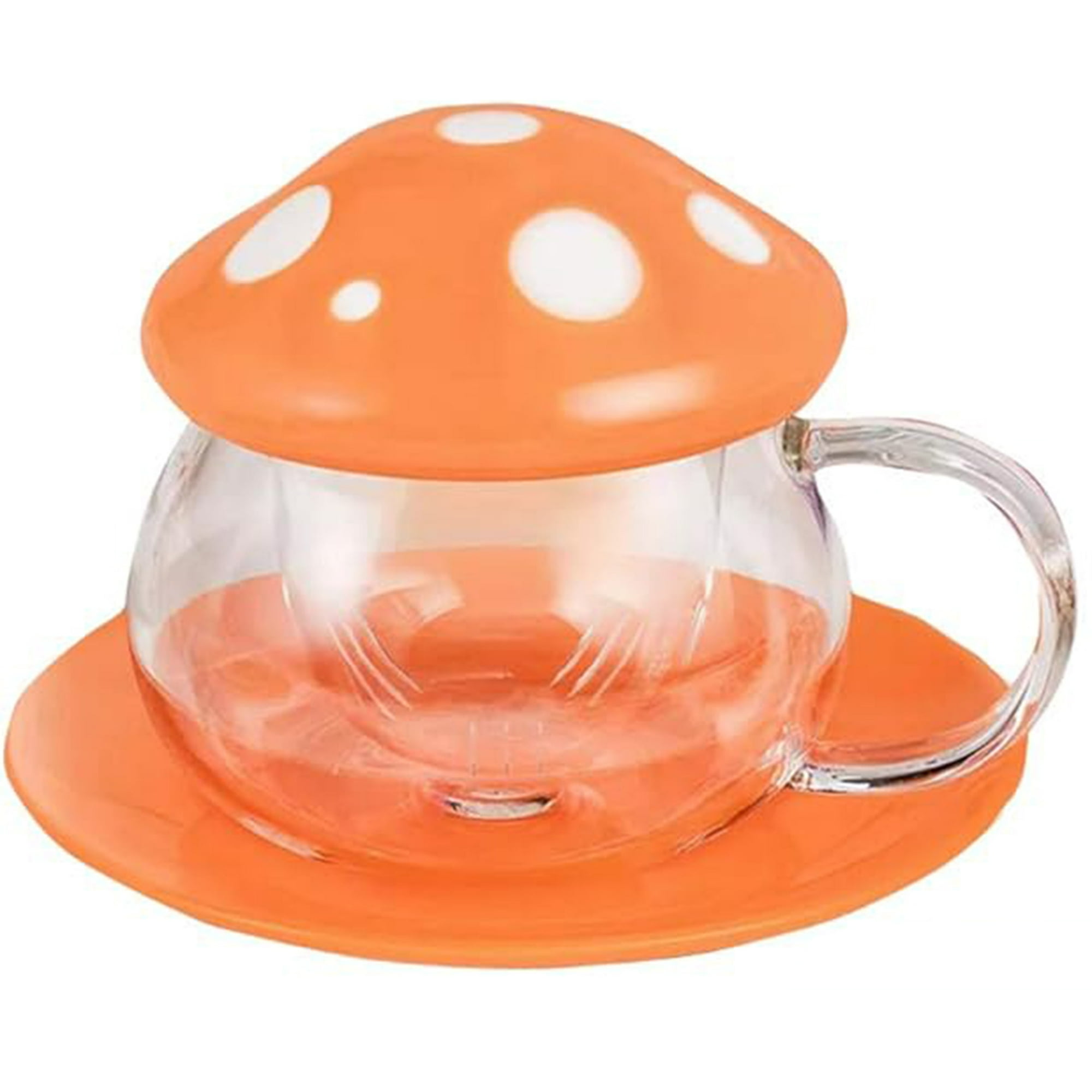 Veat00l - 1 Juego De Tazas Y Platos De Setas Con Tapa Y Plato, Tazas De Leche De Camelia, Tazas De Café, Tazas De Setas Con Tapa, Tazas De Té Filtrantes