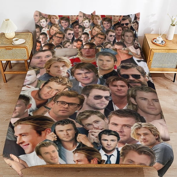 Chris Hemsworth Bedding Sets Ultra Soft Skin-Friendly Duvet Cover 3 Piece, Cute Comforter Cover Bed Set for Boys Girls Kids