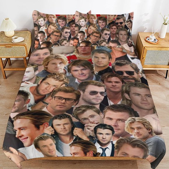 Chris Hemsworth Bedding Sets Ultra Soft Skin-Friendly Duvet Cover 3 Piece, Cute Comforter Cover Bed Set for Boys Girls Kids