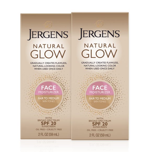 Loción autobronceadora Jergens Natural Glow Face SPF 20 60 ml x2