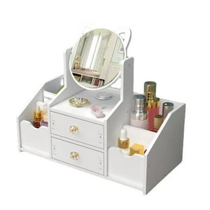 Clickdescuento - Organizador De Maquillaje Y Joyas Con Espejo Blanco
