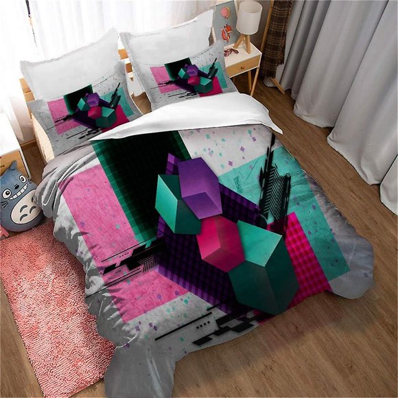 Juego De Funda Nórdica Chic Abstract Stereo Bedding Set Impresión Digital Funda Nórdica Realista Fundas De Almohada Cremallera Microfibra Ultrasuave Patrón De Colcha 03)