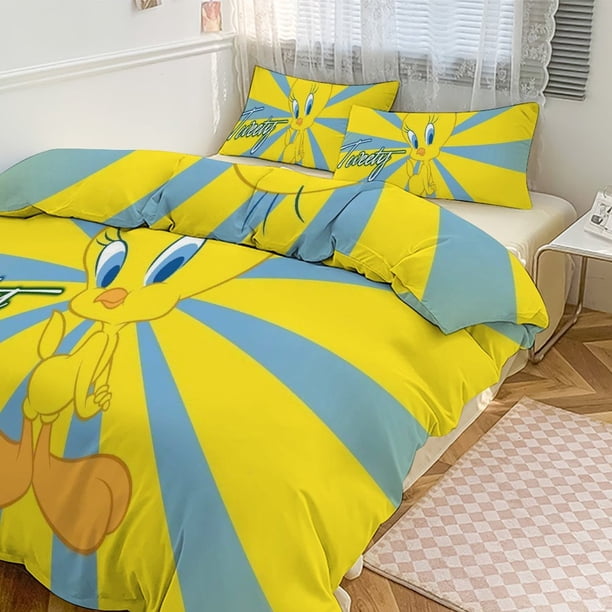 TweetyBird Print Bedding Set Pattern Duvet Cove Set 3 Pieces 1 Quilt Cover And 2 Pillowcases for Women Men Teens