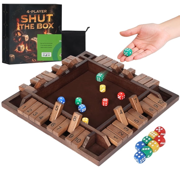 Juego de mesa Uowivi Shut The Box de madera 30 cm para 2 a 4 jugadores