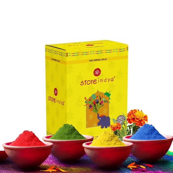 Polvo Holi Color STORE INDYA Multicolor, 4 x 100 g, no tóxico