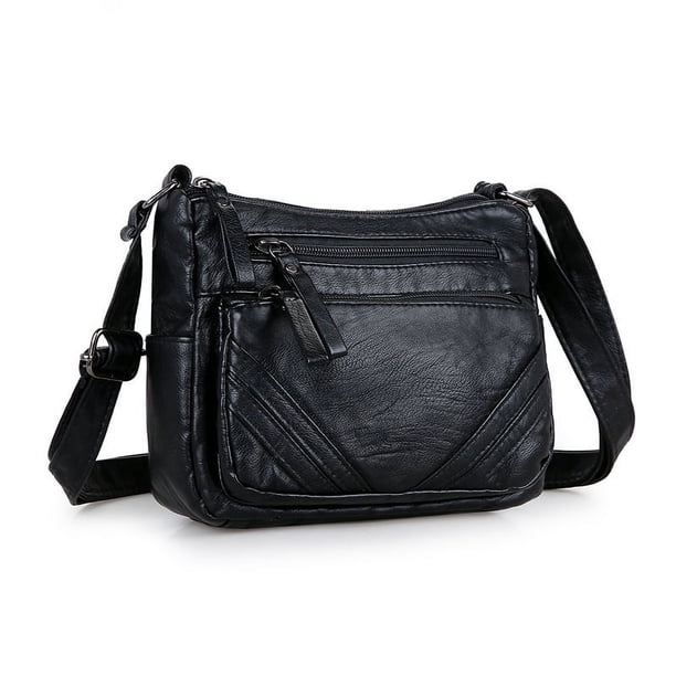 Mini Multi-Layer Crossbody Bag, Vintage PU Shoulder Bag, Women's Casual Handbag & Phone Purse (7.48"x6.29"x3.14")
