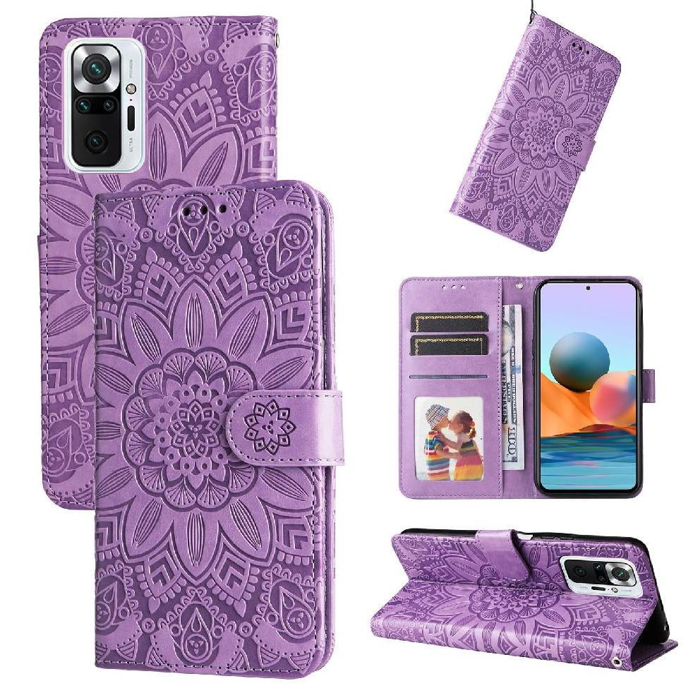 Funda Tipo Cartera Foxdock Para Xiaomi Note 10 Pro 4g , Diseño Girasol En Relieve, Cuero Pu, Cierre Magnético, Soporte Y Tarjetero