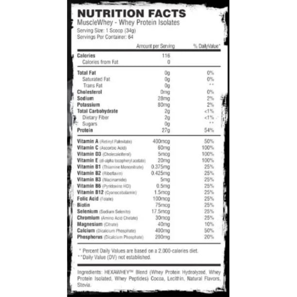 Proteina Hexacore Muscle Whey isolate 4.8 libras 64 servicios