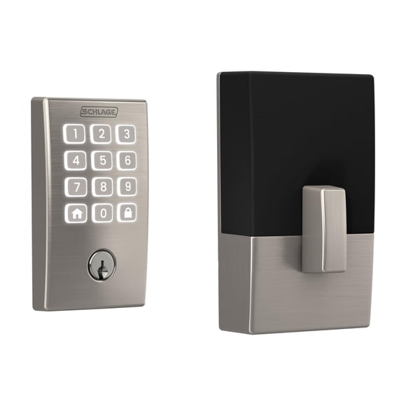 Cerradura Schlage BE459WB CEN 619 WiFi sin llave, níquel satinado
