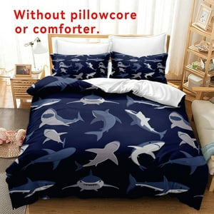 Milsleep - Juego De Funda Nórdica Con Estampado De Dibujos Animados De Tiburones: Suave Y Cómodo, Perfecto Para El