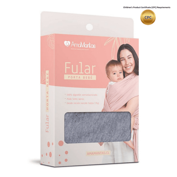 Fular Portabebé de Algodón Semielasticado Gris Perla