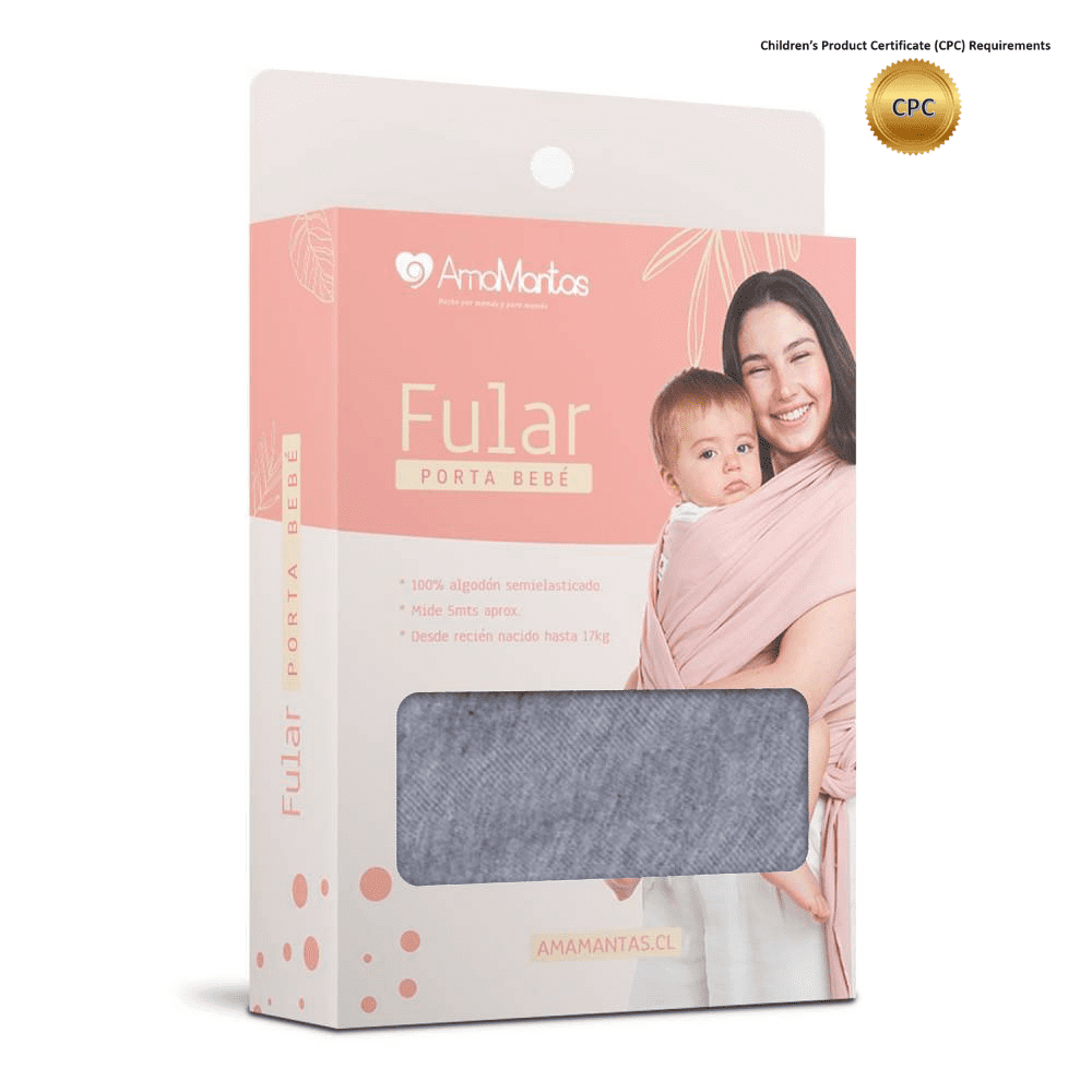 Fular Portabebé Algodón Semielasticado Gris Perla Amamantas