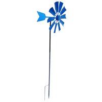 Ioensy - Metal Viento Spinner Jardín Molino De Viento Al Aire Libre Patio Césped Molinete Decoración Azul
