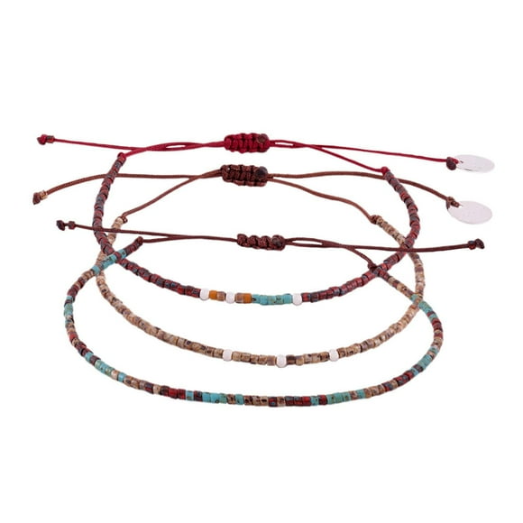 Pack Pulseras Picasso Rojas con Mostacillas de Plata rojo Talla única