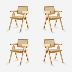 Javimate - Pack 4 Sillas De Comedor Chandigarh Madera Natural
