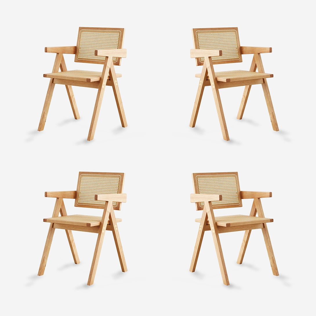 Javimate - Pack 4 Sillas De Comedor Chandigarh Madera Natural