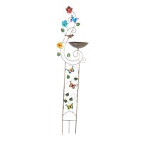 Magideal - Baño Para Pájaros Con Enrejado De Jardín, Cuenco Multifuncional De Metal Para Plantas De Jardín, Pequeño Baño Decorativo Para Pájaros Para Patio, , Mariposa