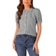 thumbnail image 1 of INSPIRE CHIC Camisa de Cuadros para Mujer con Cuello Peter Pan, Manga Corta Abullonada, Botones Abajo, Blusa de Gingham Negra Talla S, 1 of 5