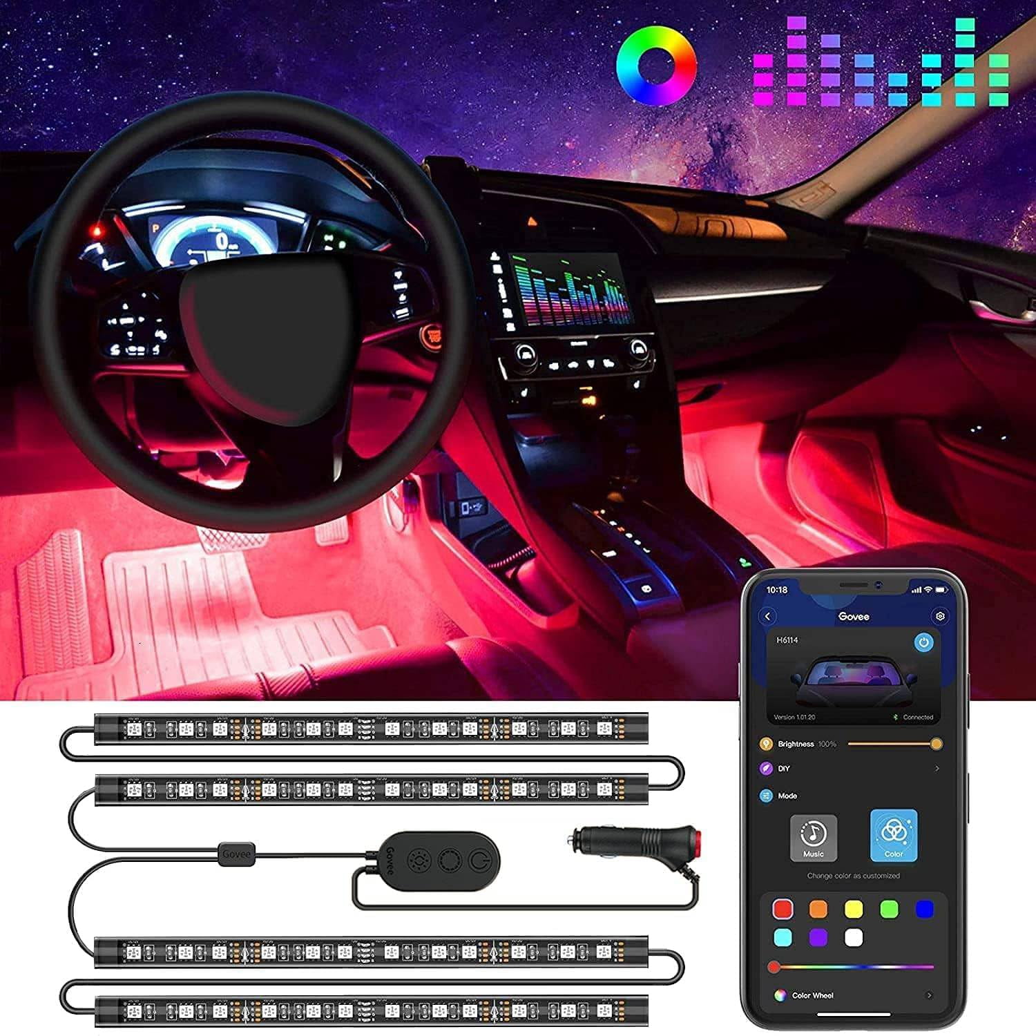 Luces Led Para Coche Govee Smart Interior Rgb Con Control De Aplicaciones De 12 V