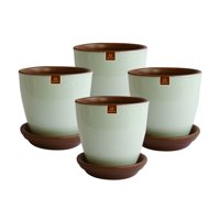 Pottery - Set De 4 Maceta Zafiro 14Cm Verde Agua Y Sus Platos